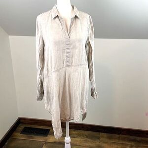 J. Jill 100% Linen Long Sleeve Blouse A Symmetrical Long Line Size Small